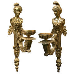 A pair of French Beaux Arts Ormolu Sconces 2