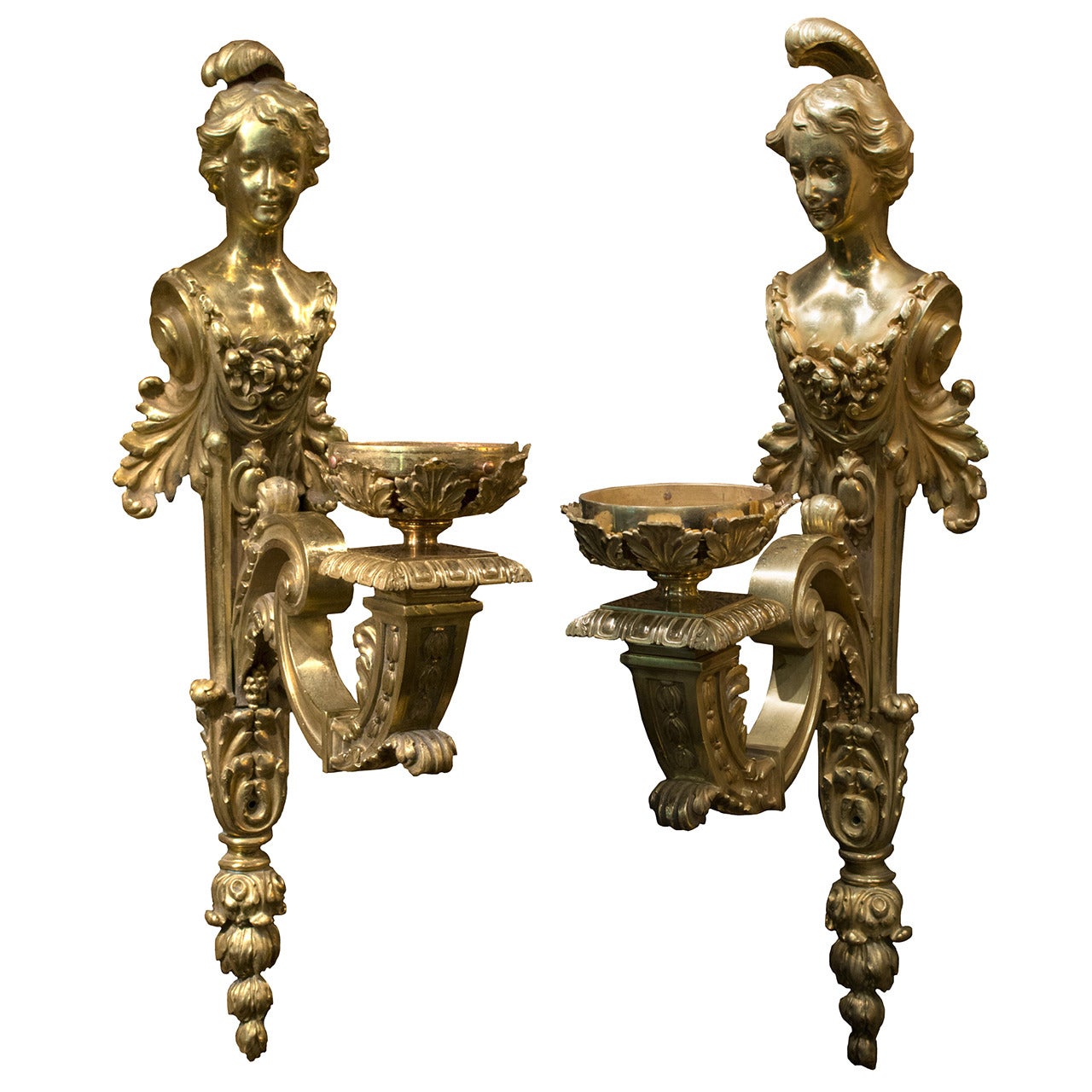 A pair of French Beaux Arts Ormolu Sconces For Sale