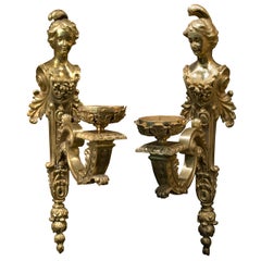 Paire d'appliques françaises en bronze doré des Beaux-Arts