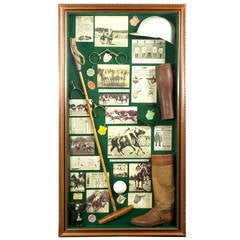 Polo Shadowbox Filled with Turn-of-the-Century Memorabilia