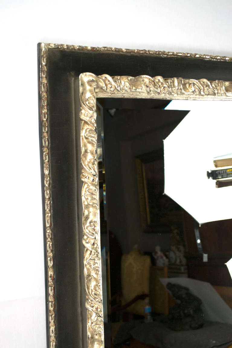 Silvered and Ebonized Bevelled Mirror In Good Condition For Sale In Salt Lake City, UT