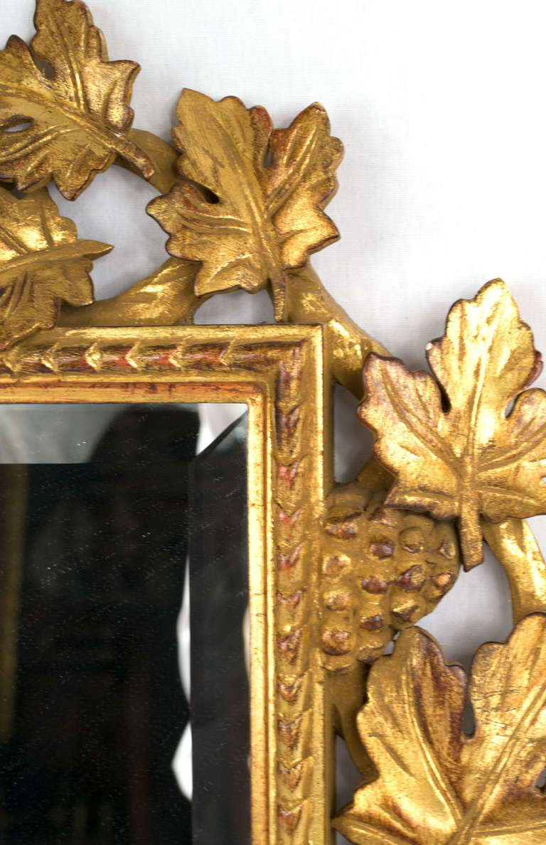 Italian Gilt And Bevelled Grapevine Mirror In Good Condition For Sale In Salt Lake City, UT