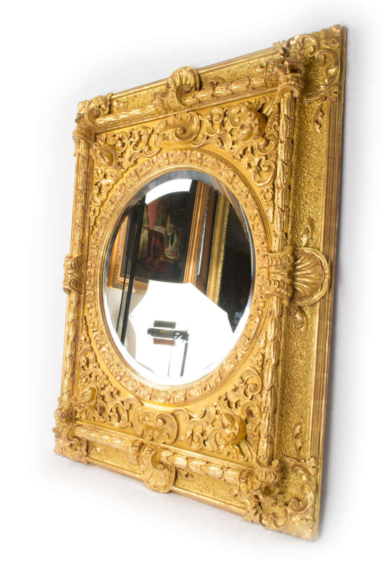 Carved and Gilt Italian Baroque Mirror In Good Condition For Sale In Salt Lake City, UT
