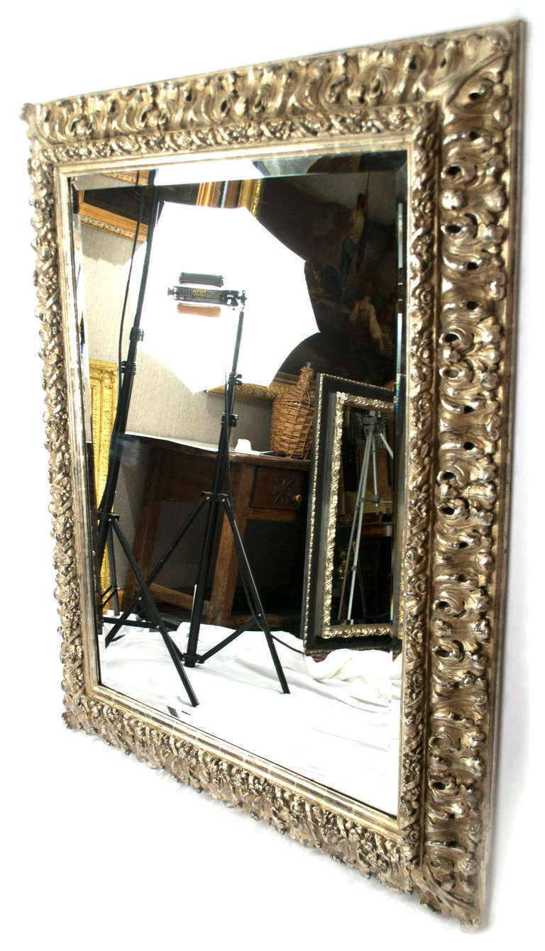 American Large Silvered and Bevelled Mirror For Sale