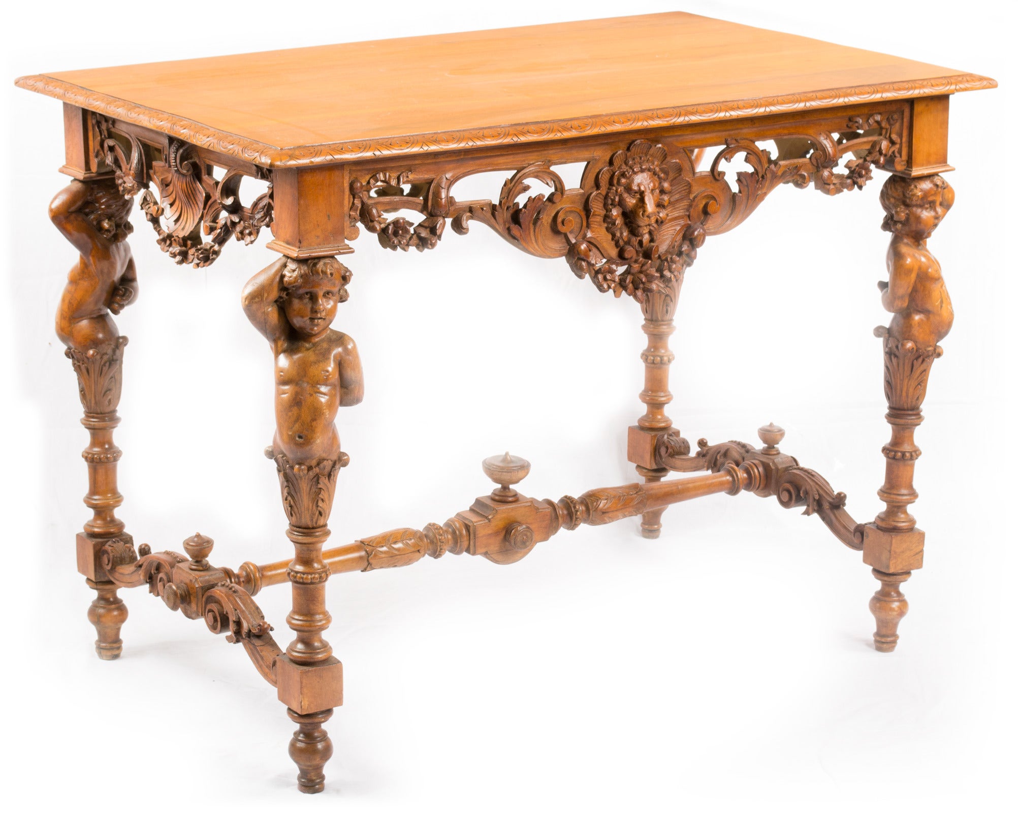 A Italian Walnut Renaissance Revival Table For Sale