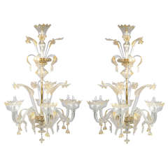 A Pair Of Murano Glass Chandeliers