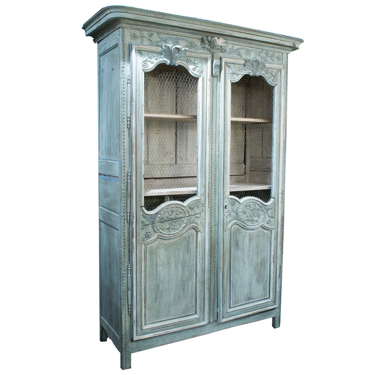 Carved and Painted Oak Armoire from Normandy at 1stDibs