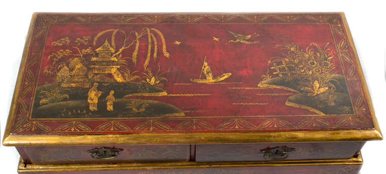 French An eighteenth-century red-lacquered side table