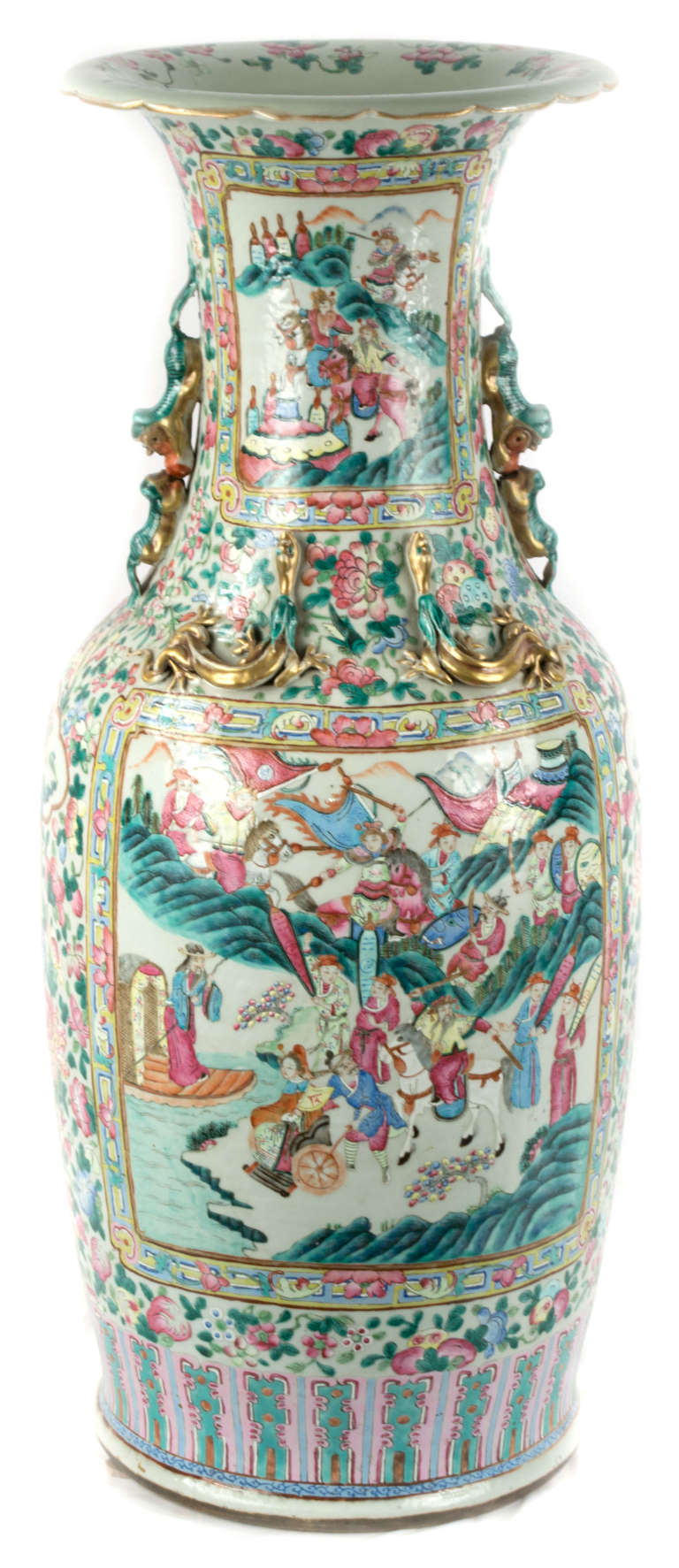 A Canton famille rose baluster vase In Excellent Condition In Salt Lake City, UT