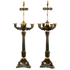 Pair of Bronze and Ormolu Renaissance Revival Table Lamps 1