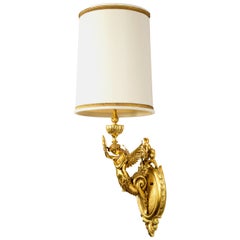 Vintage Ormolu Sconce of Winged Mermaid