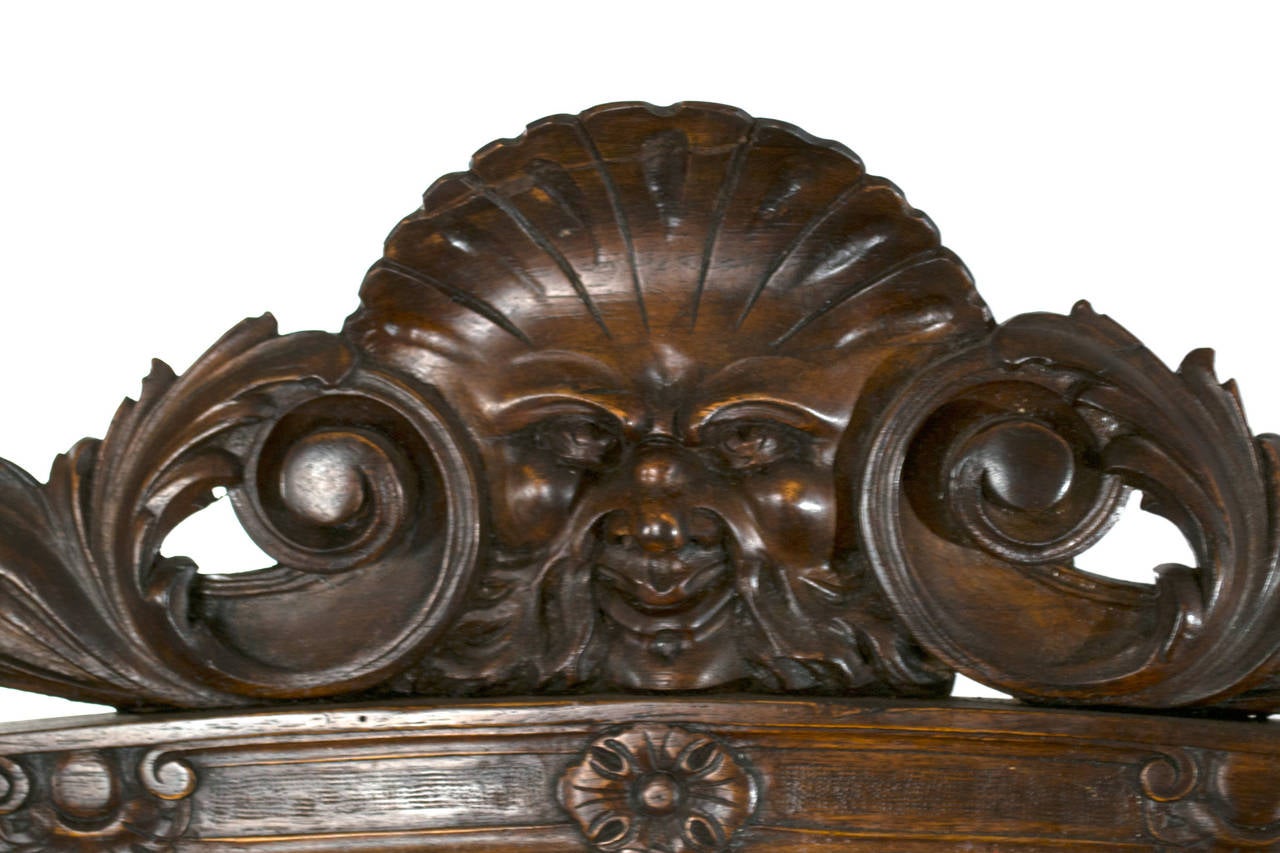 Pair of Monumental Italian Carved Walnut Armchairs 3