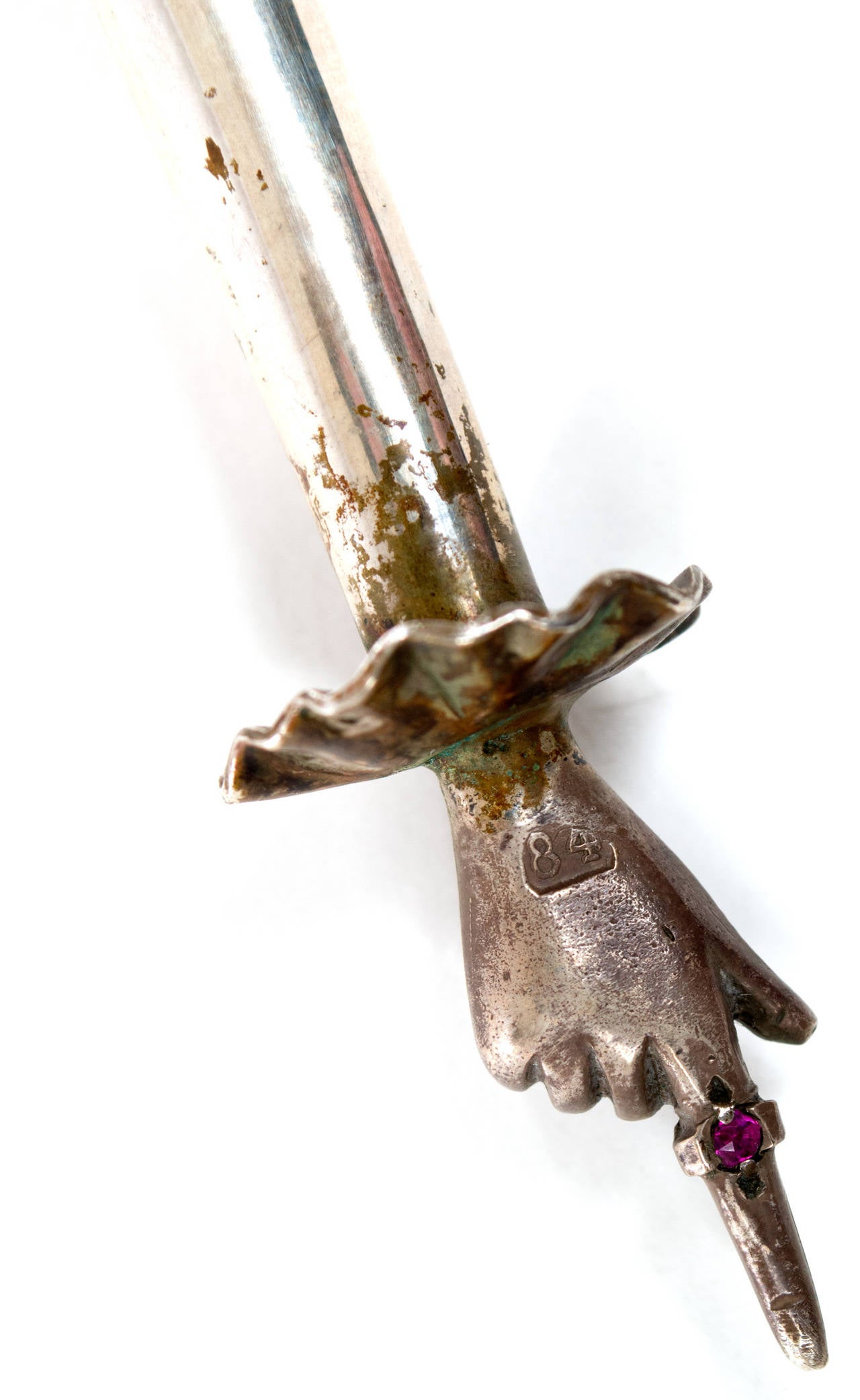 Silver-plate Yad Torah Pointer with Bird Finial 1