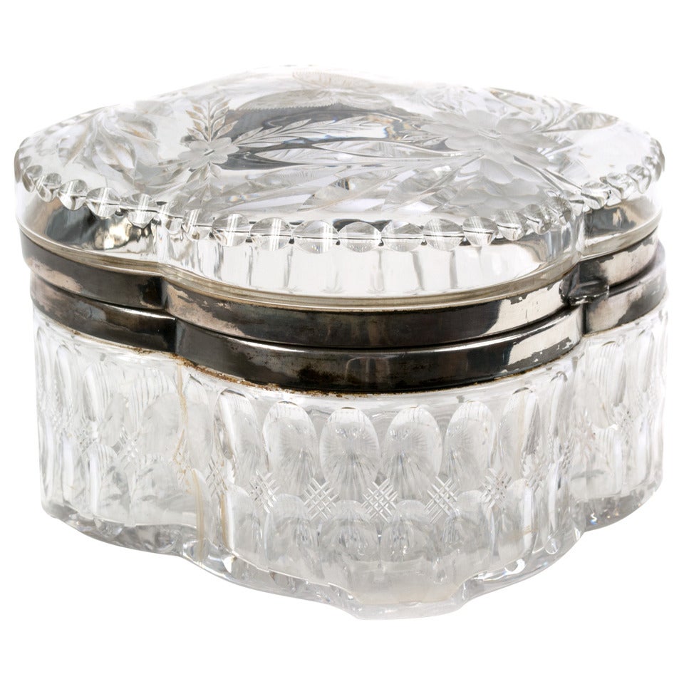 Large Cut Crystal and Sterling Jewelry Box by Pairpoint