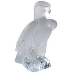 Lalique:: Statue d'aigle en cristal dépoli