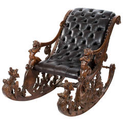 Antique Elaborately Carved Venetian Rocking Chair