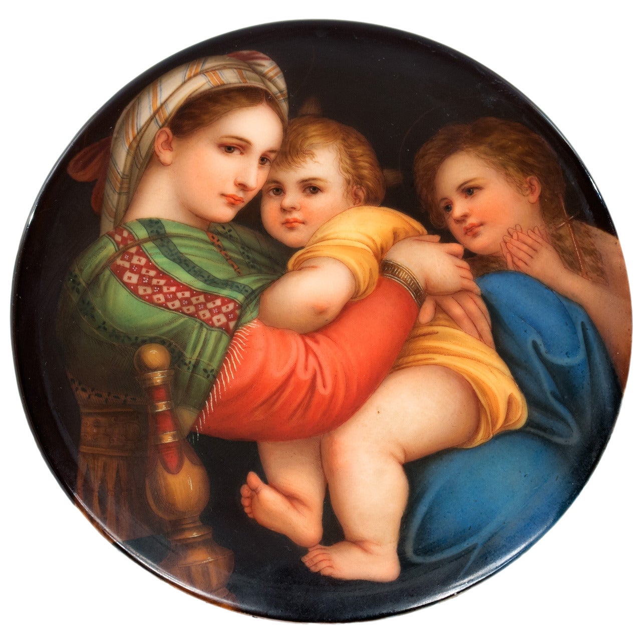 Painted Porcelain Plaque of Raphael's, "Madonna della Sedia" For Sale