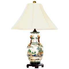 Chinese Baluster Vase as a Lamp with Molded Appliqué Handles