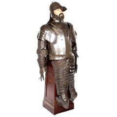 Antique Early 17th Century Suit of Armor with Stand and Mannequin