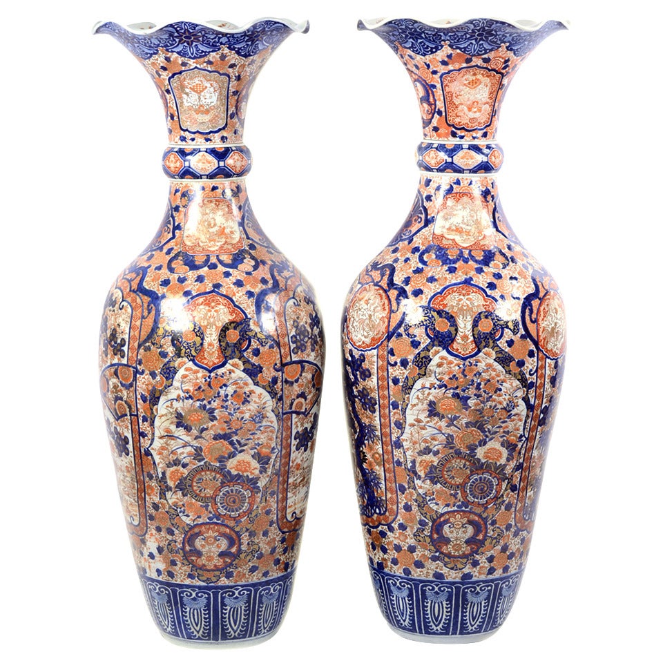 Pair of Monumental Qing Dynasty Temple Urns