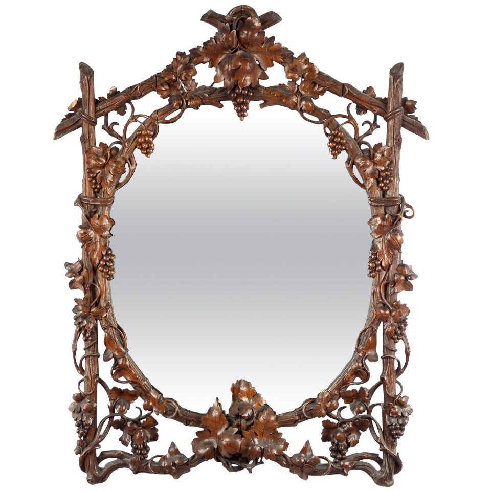 Black Forerst Grapevine Carved Walnut Mirror