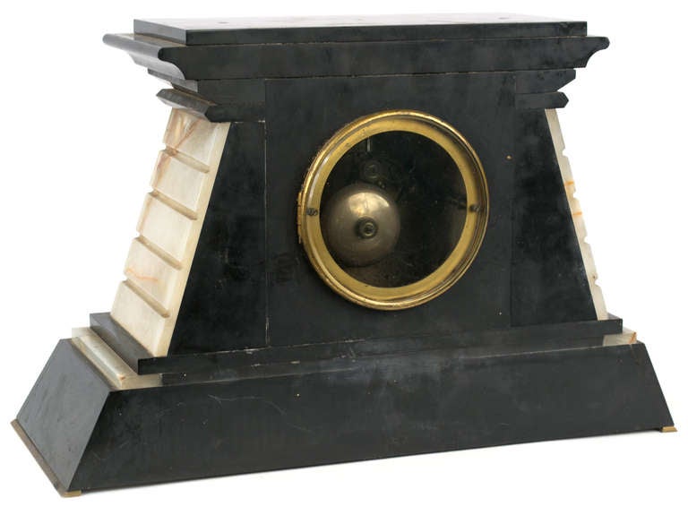 French Empire Marble and Onyx Mantle Clock