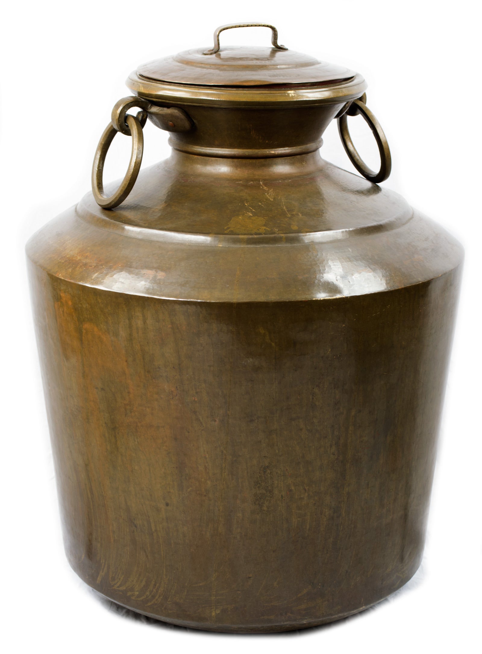 Large Indian Copper Water Jar with Lid
