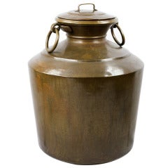 Large Indian Copper Water Jar with Lid