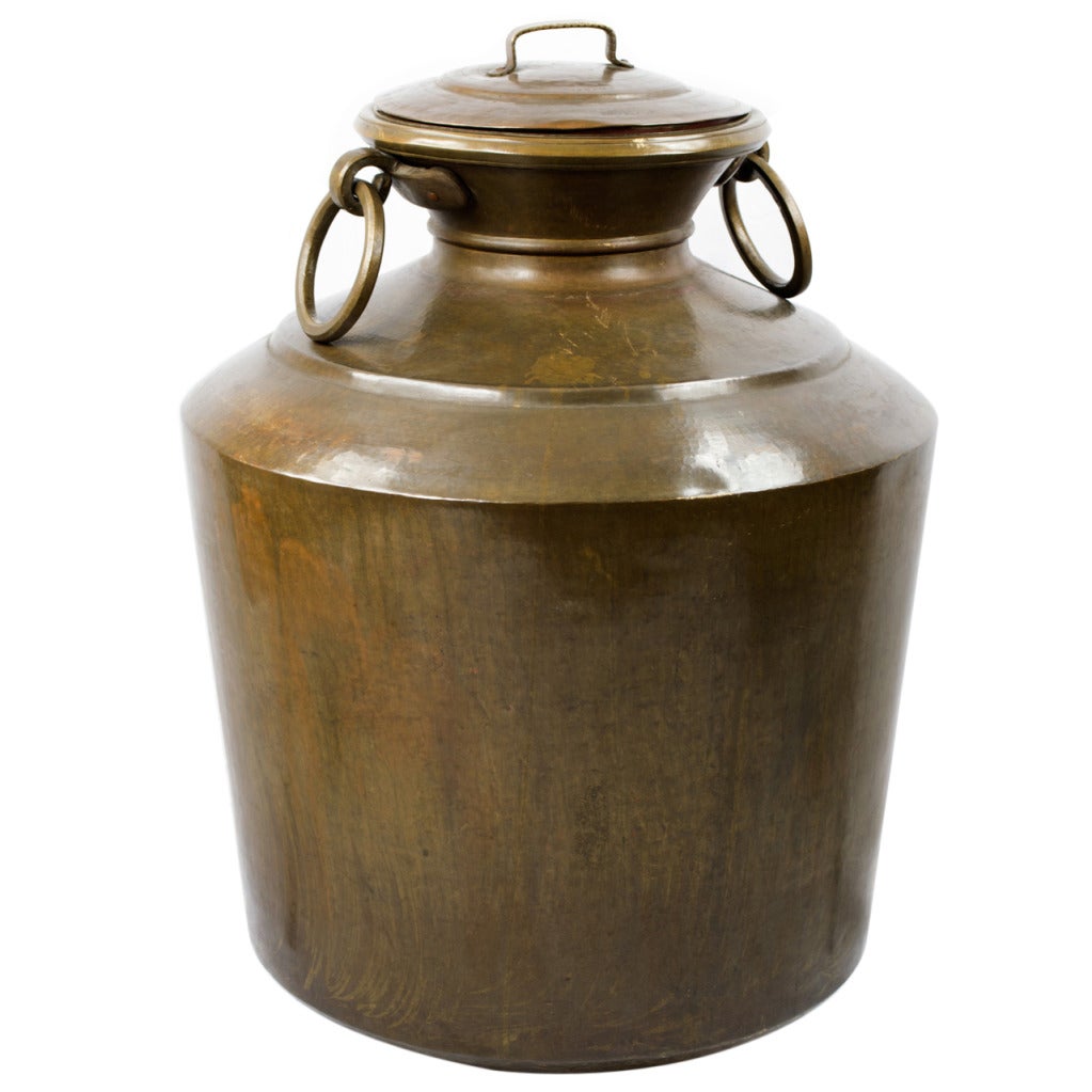 Large Indian Copper Water Jar with Lid at 1stDibs