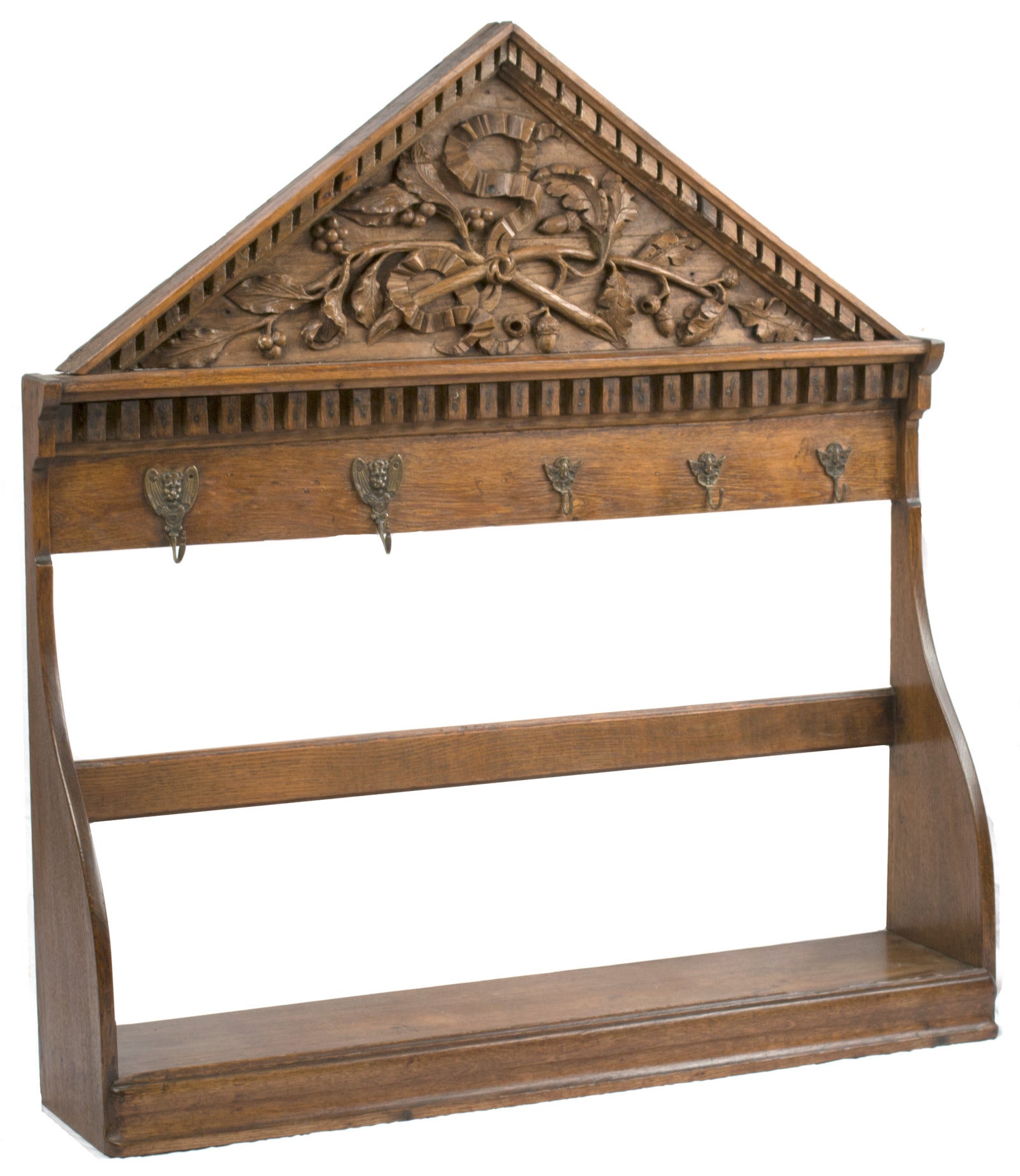 A French Carved Walnut Pot Rack with Oak and Mulberries