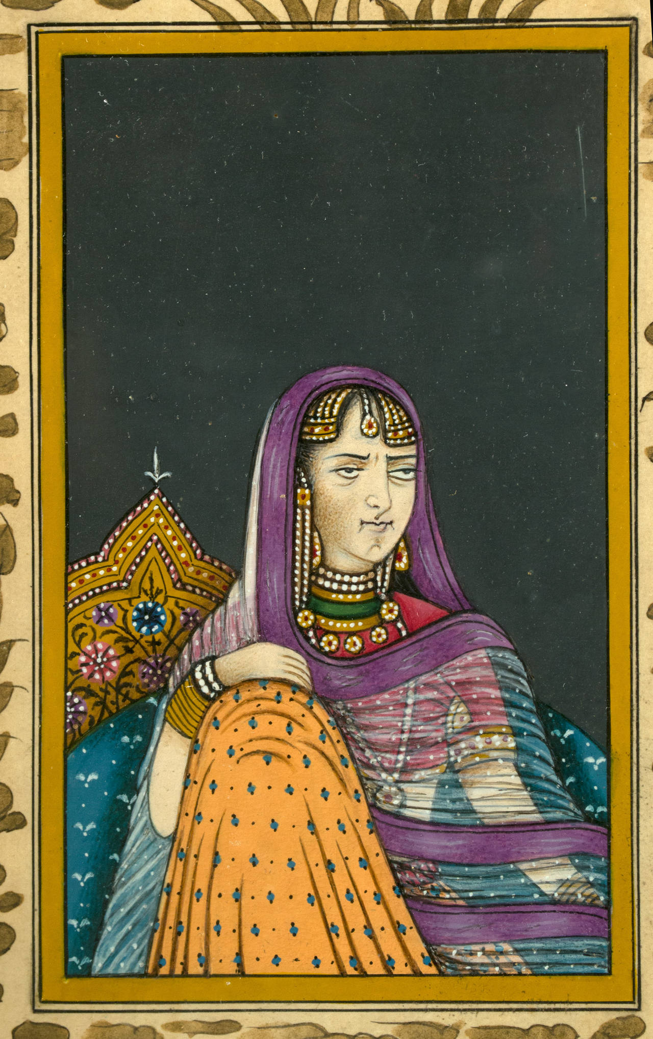 Watercolor Twelve Miniature Mughal Portraits