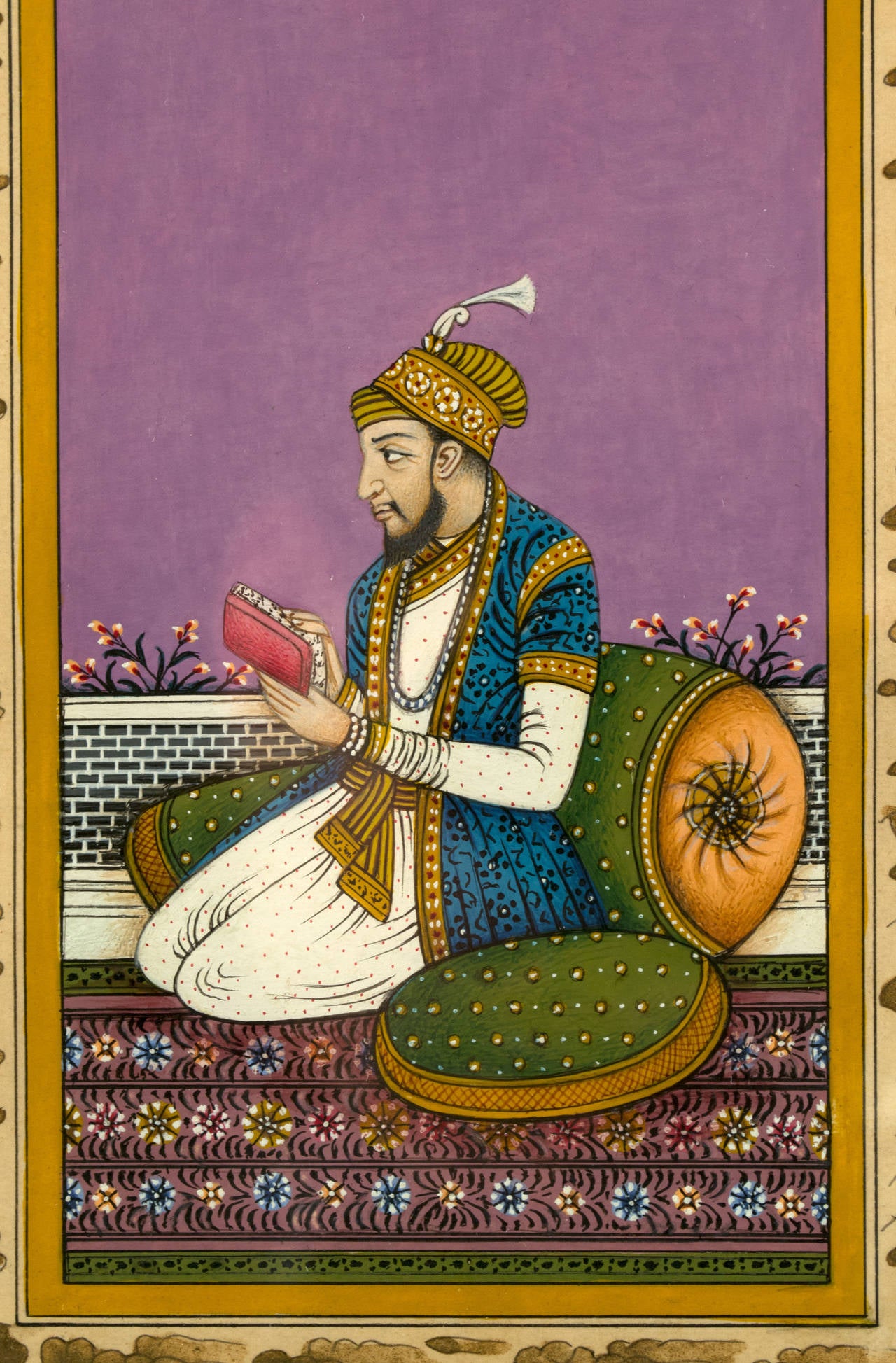 Gouache Set of Four Mughal Portrait Paintings