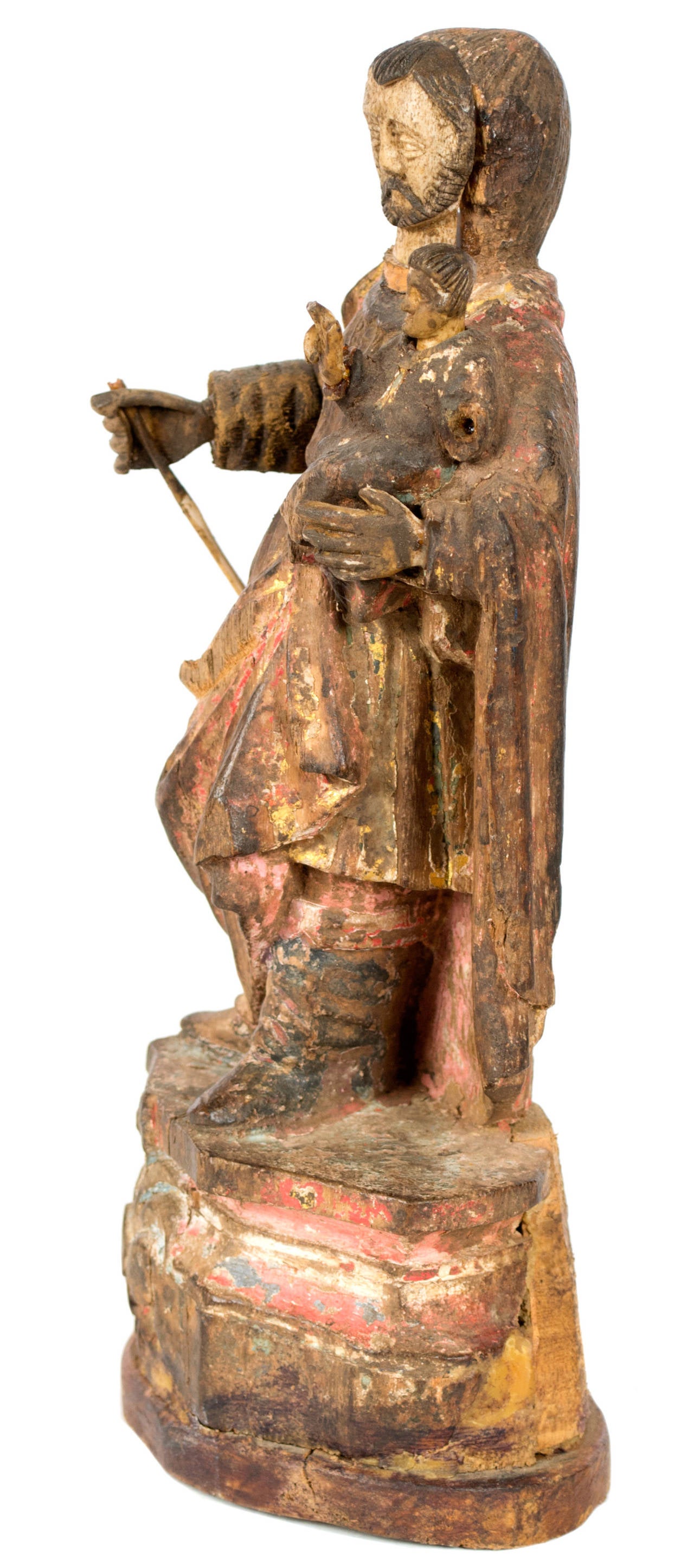 European 17th-Century Iberian Statue of a Saint For Sale