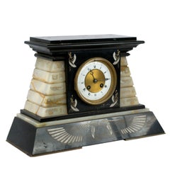 French Empire Marble and Onyx Mantle Clock