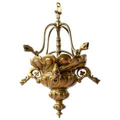Nineteenth Century French Pendant Light with Dragons and Snakes