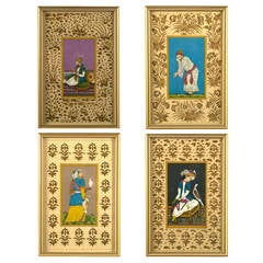 Set of Four Mughal Portrait Paintings