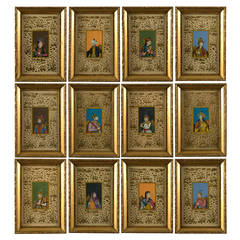 Twelve Miniature Mughal Portraits