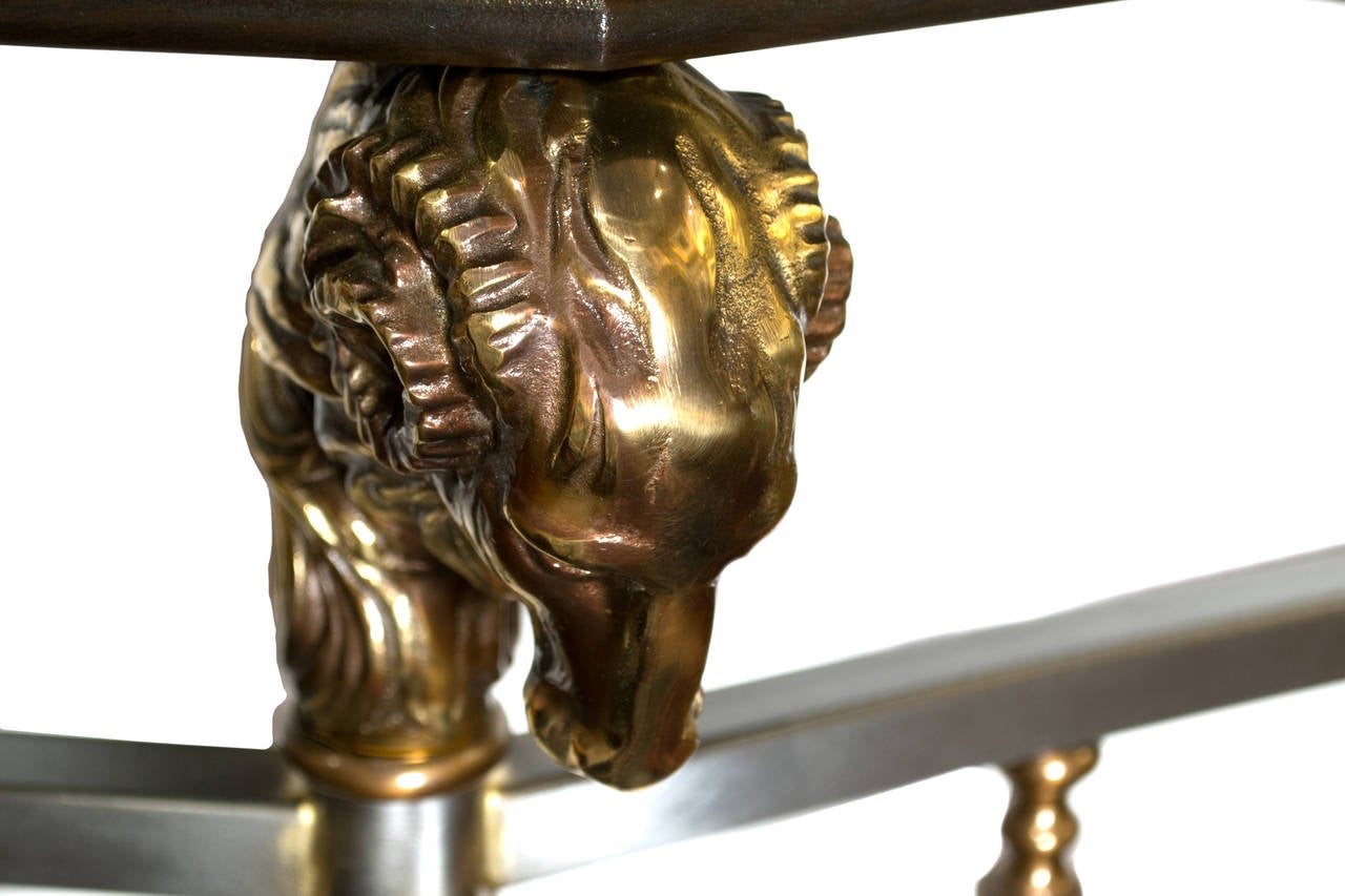 Italian Bronze and Brass Console Table with Marble Top In Good Condition In Salt Lake City, UT