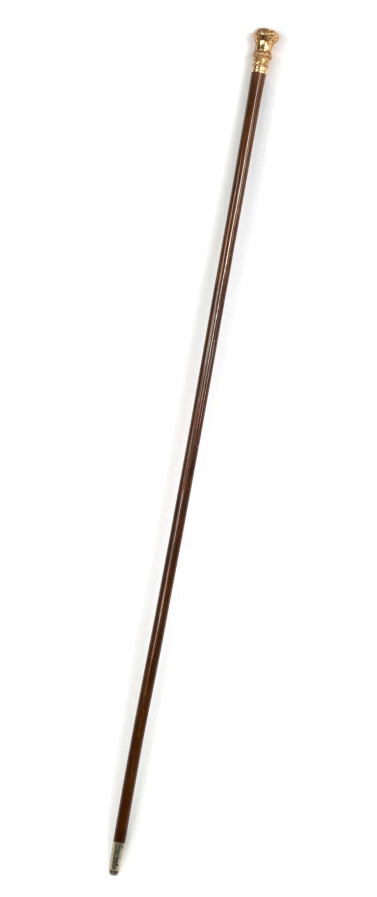 19th Century Rosewood and Gold Handle Walking Stick In Good Condition In Salt Lake City, UT