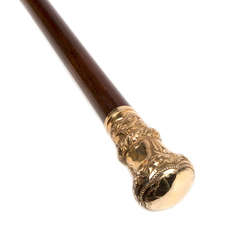 Antique 19th Century Rosewood and Gold Handle Walking Stick