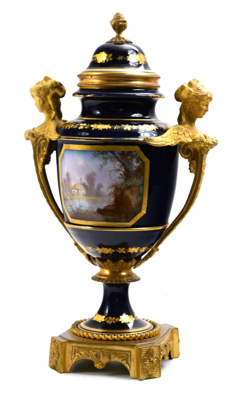 French Sèvres Porcelain Trophy with Ormolu Mounts
