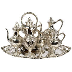 19th Century Hand Made Oversized Sterling Silver Tea and Coffee Service Set