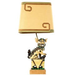 Chinese Stoneware Foo Dog Lamp