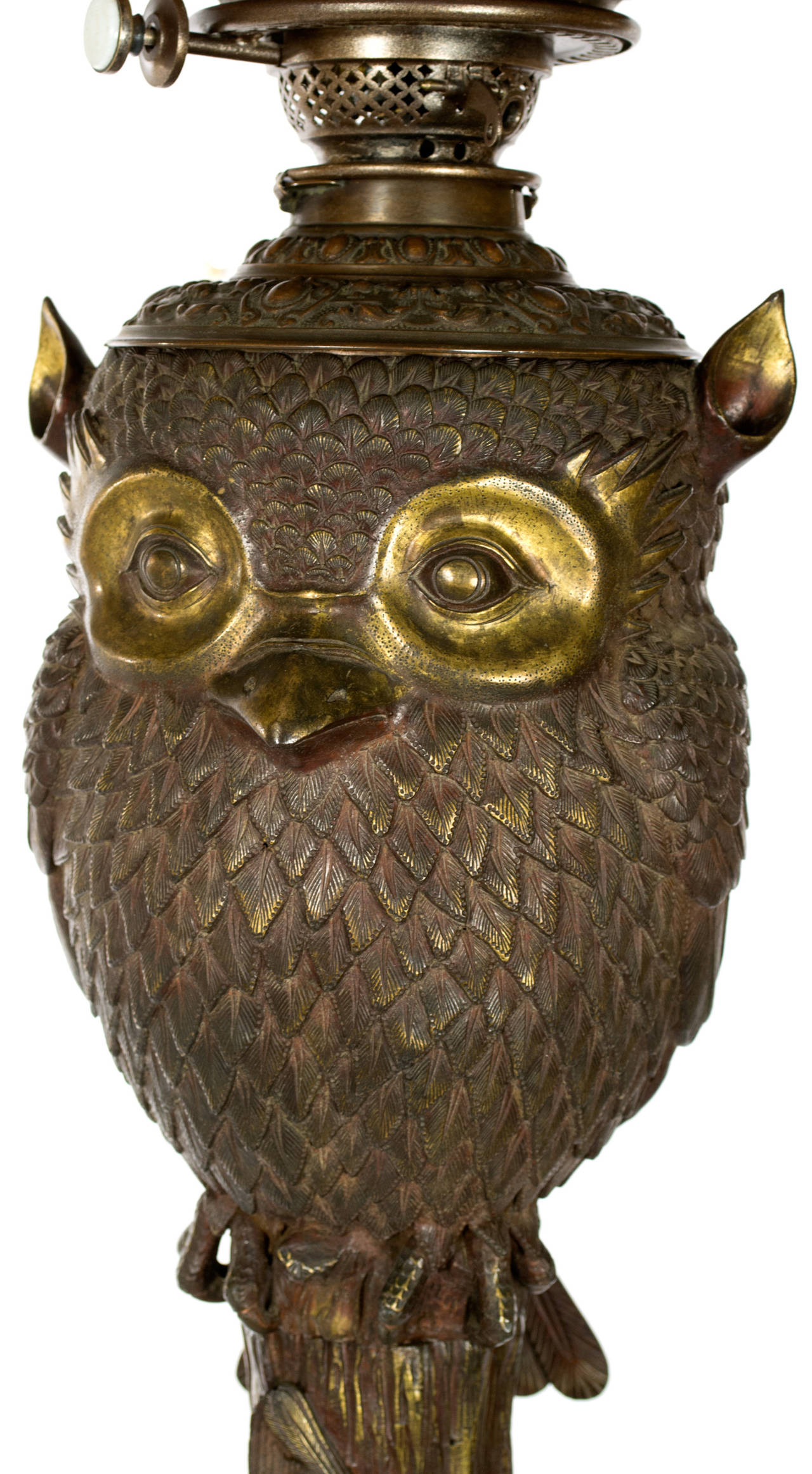 Bronze and Gilt Japanese Meiji Floor Lamp with Owl at 1stDibs