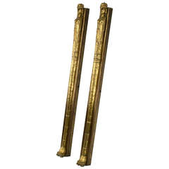 Vintage Two Heavy Gilt Bronze Uprights