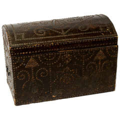 Morrocan Red Leather and Brass Studded Chest 1