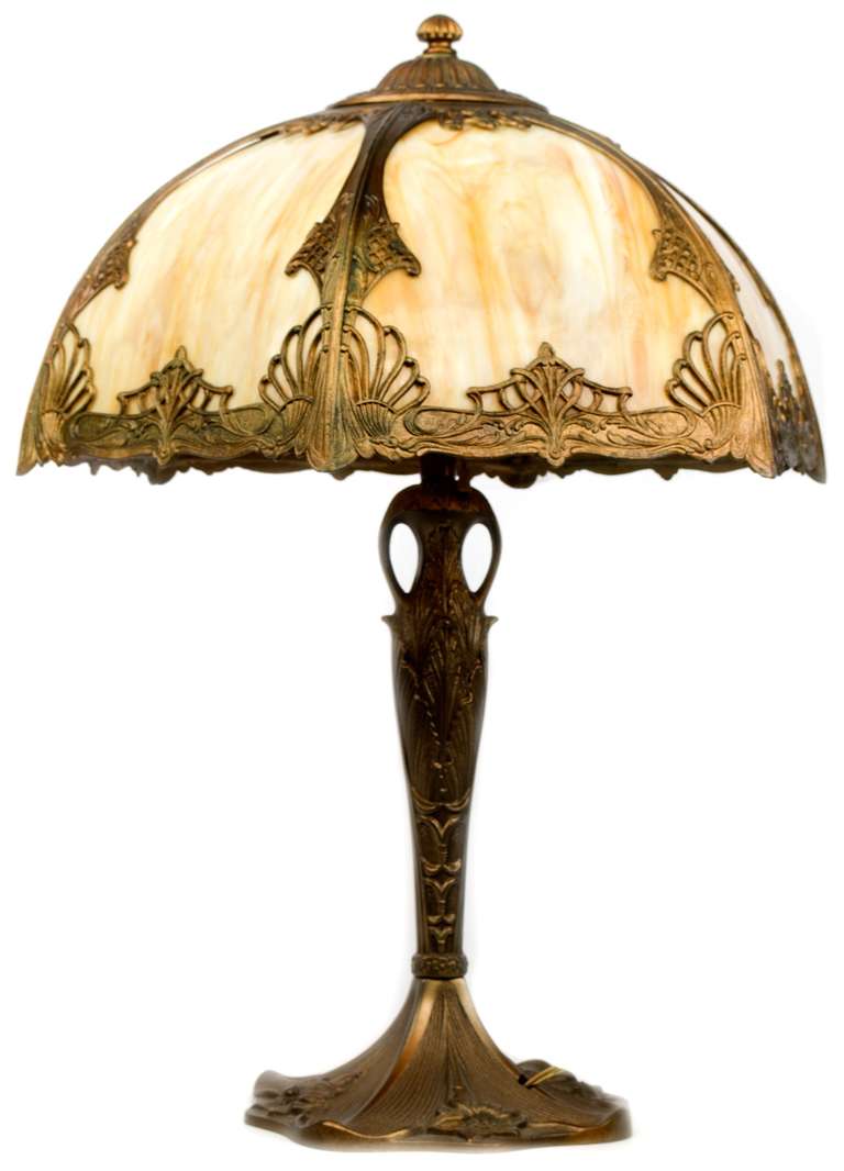 American Art Nouveau Bronze Table Lamp In Good Condition In Salt Lake City, UT