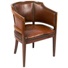 English Leather Barrel Chair