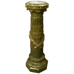 Antique Green Marble and Gilt Americana Pedestal