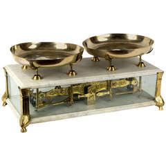 Antique Set of Spanish Brass and White Marble Scales